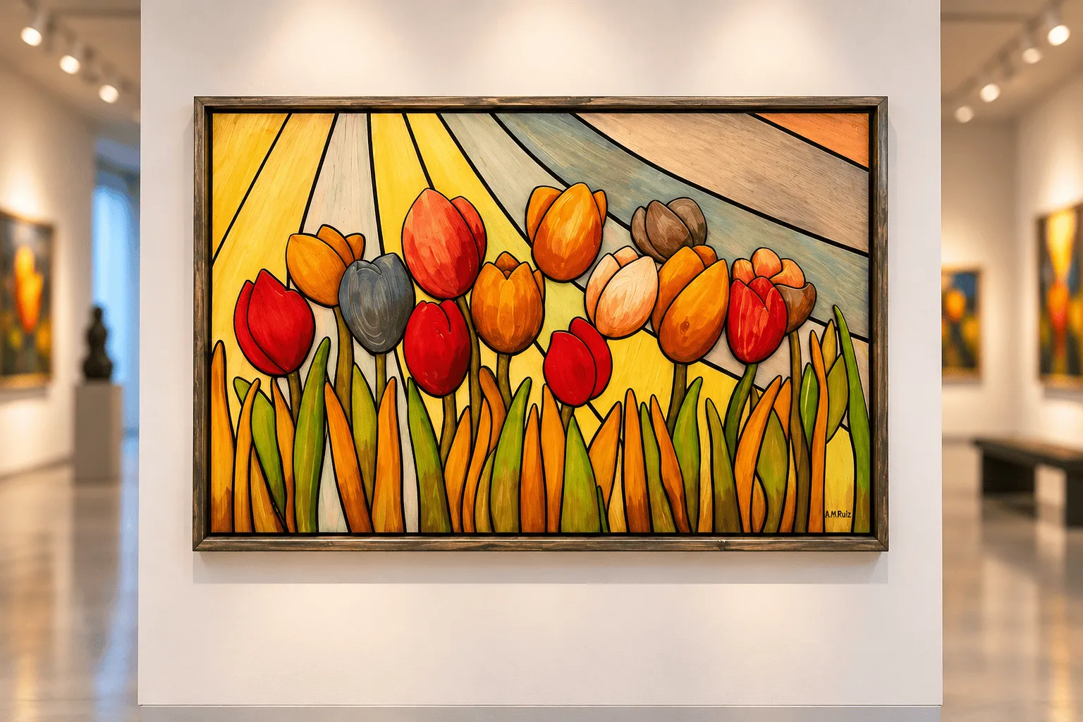 Composición tulipanes